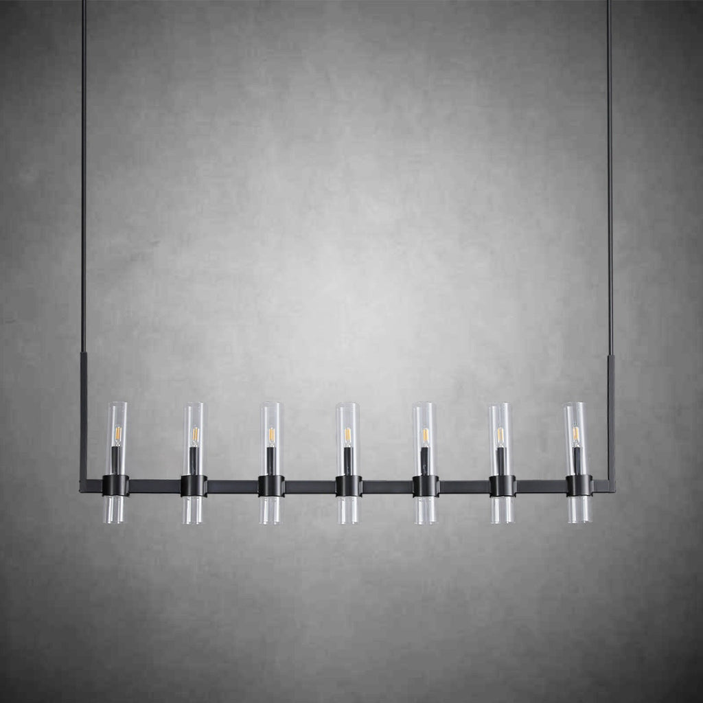 54 Inch Cylindrical Glass Candle Linear Chandelier - Ravelle