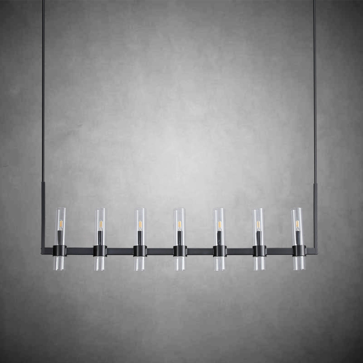 54 Inch Cylindrical Glass Candle Linear Chandelier - Ravelle