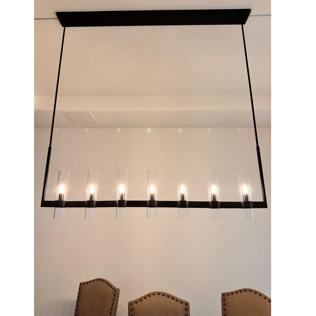 54 Inch Cylindrical Glass Candle Linear Chandelier - Ravelle