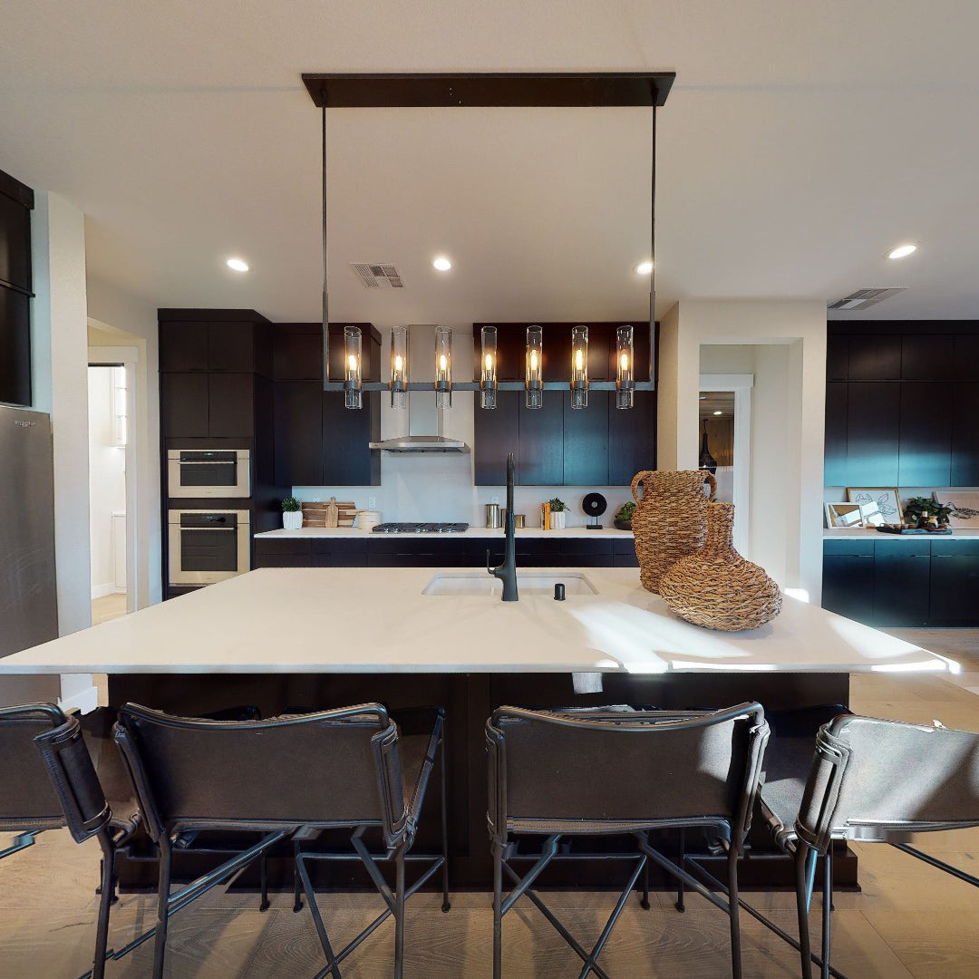 54 Inch Cylindrical Glass Candle Linear Chandelier - Ravelle