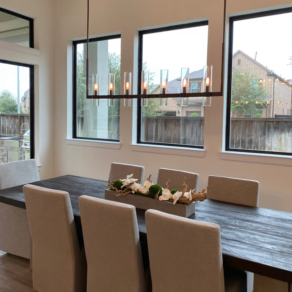 54 Inch Cylinder Glass Linear Candle Chandelier - Ravelle