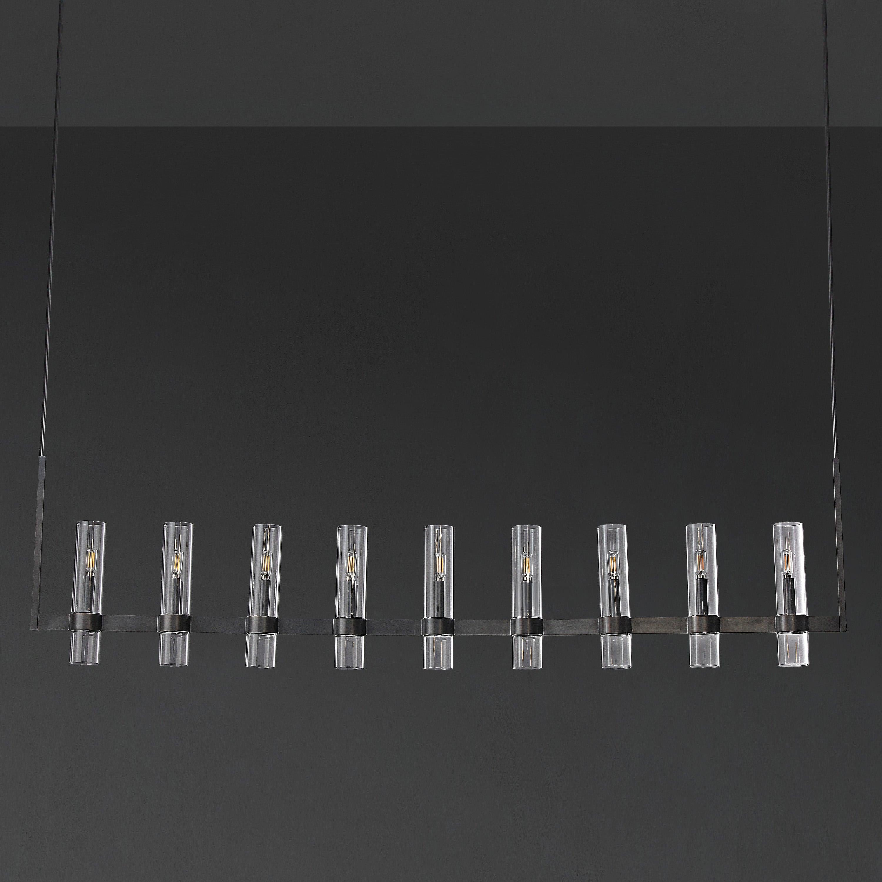 69 Inch Cylinder Glass Candle Linear Chandelier - Ravelle