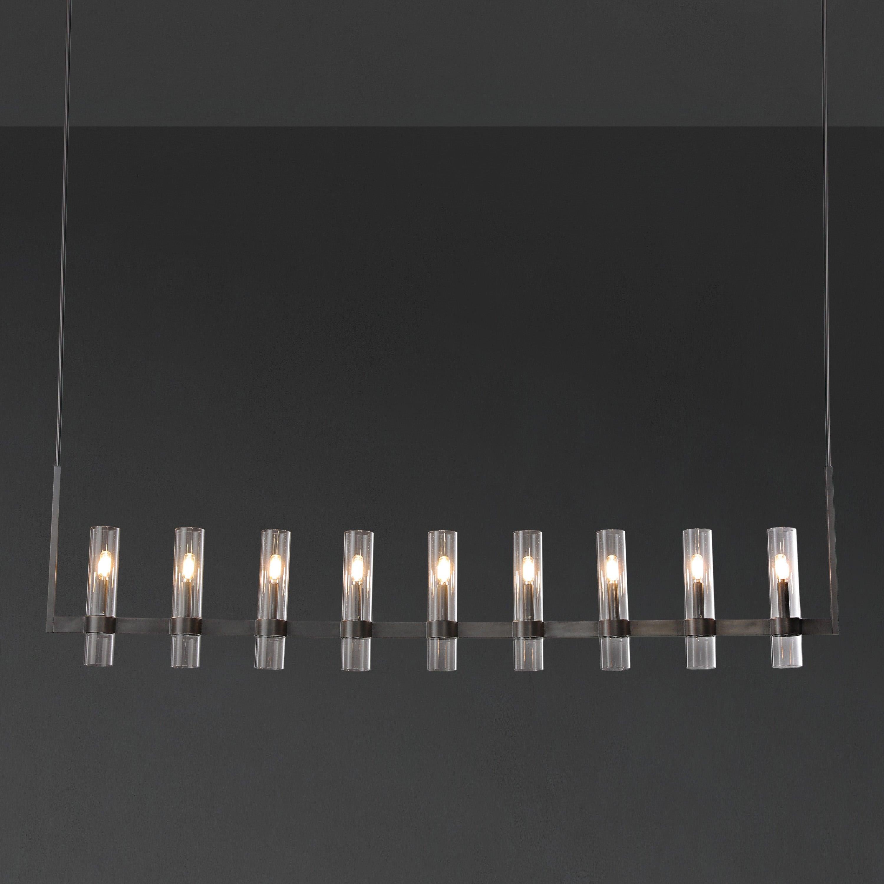 69 Inch Cylinder Glass Candle Linear Chandelier - Ravelle