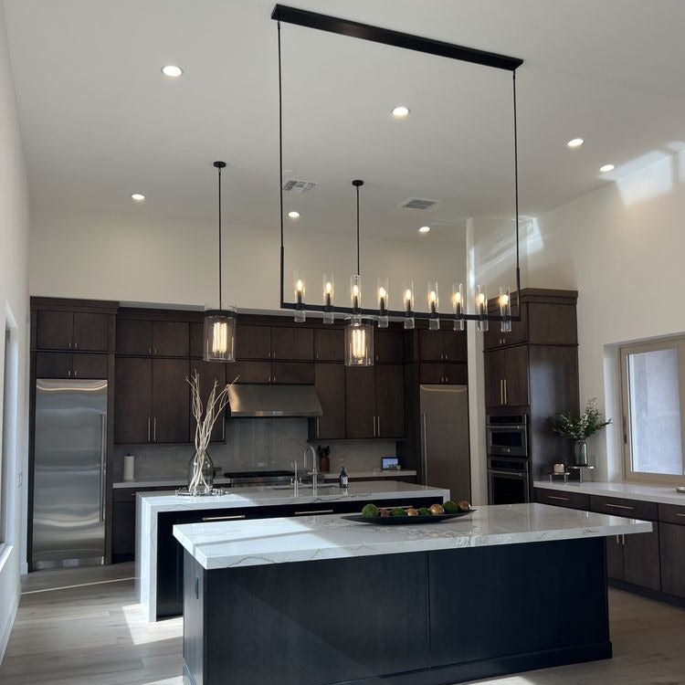 69 Inch Cylinder Glass Linear Candle Chandelier - Ravelle