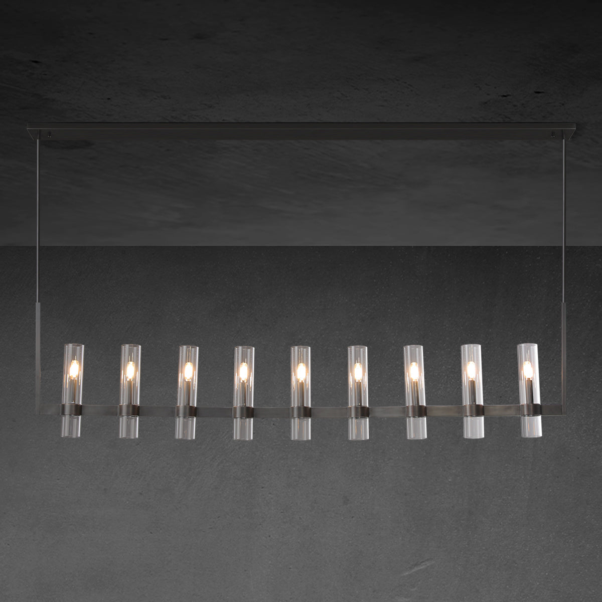 69 Inch Cylindrical Glass Candle Linear Chandelier - Ravelle