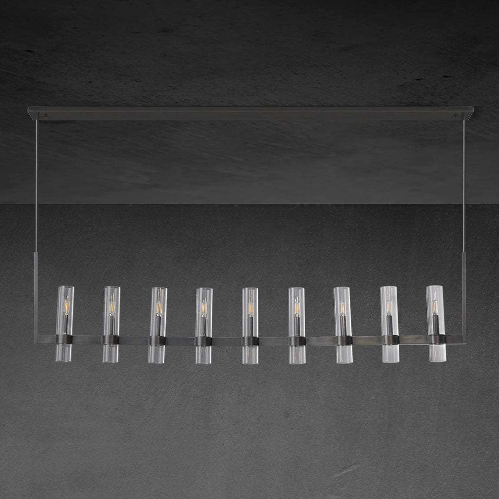 69 Inch Cylindrical Glass Candle Linear Chandelier - Ravelle
