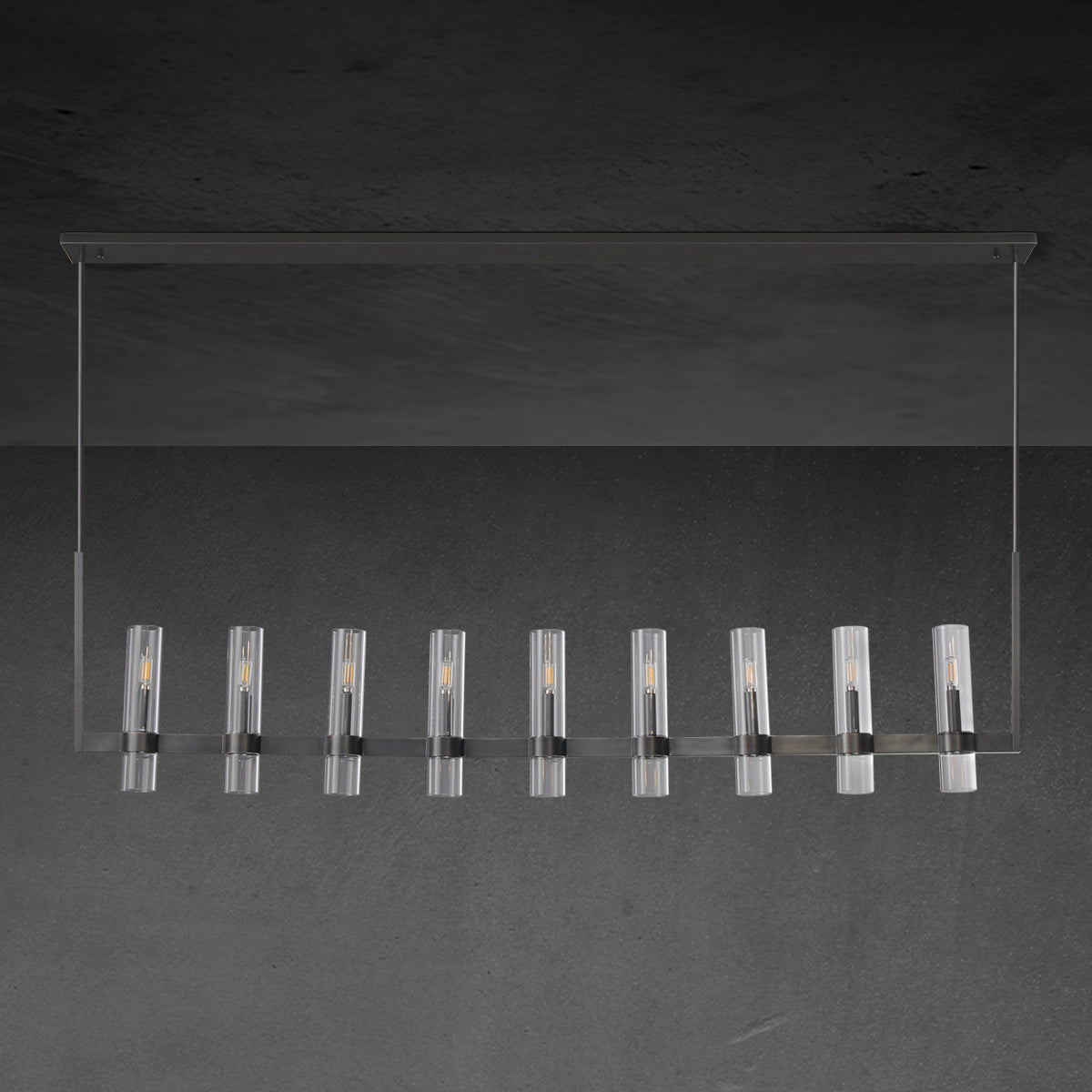 69 Inch Cylindrical Glass Candle Linear Chandelier - Ravelle