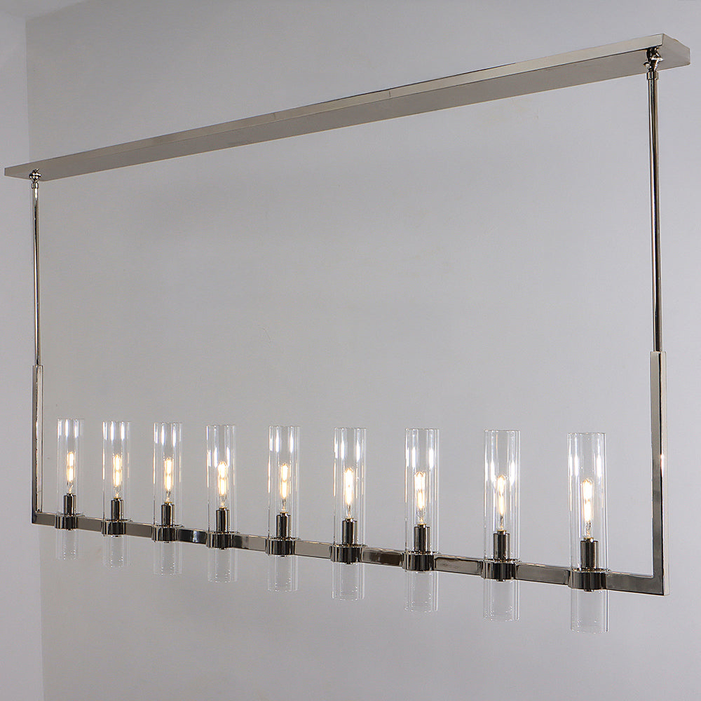 69 Inch Cylindrical Glass Candle Linear Chandelier - Ravelle