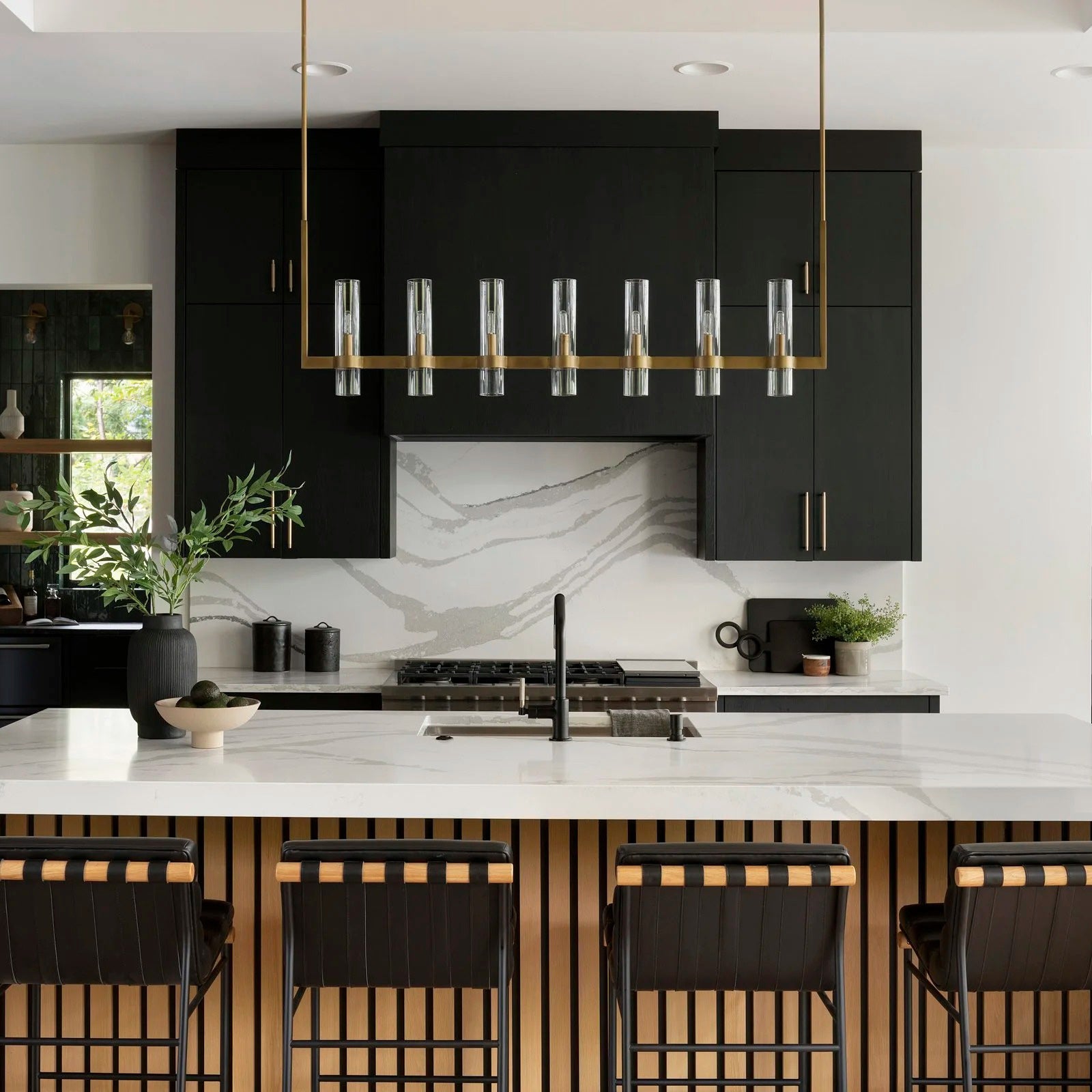 54 Inch Cylinder Glass Linear Candle Chandelier - Ravelle