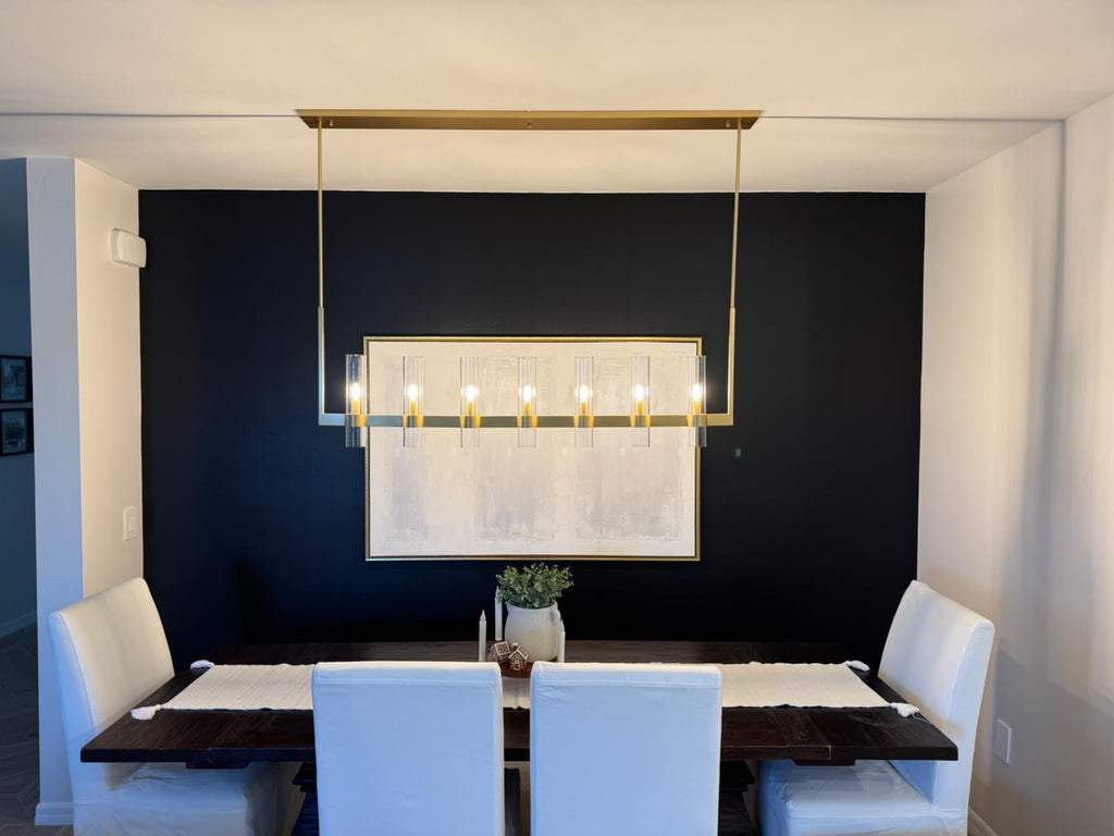 54 Inch Cylinder Glass Linear Candle Chandelier - Ravelle