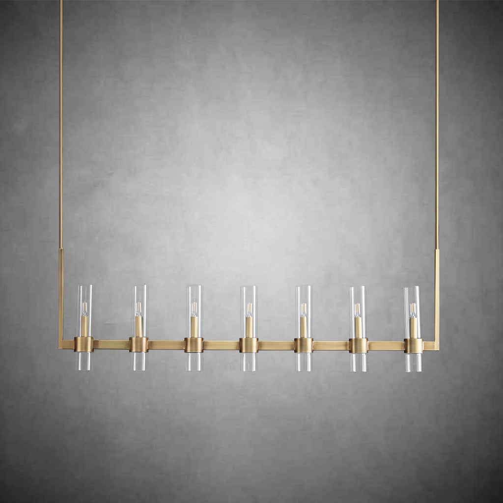 54 Inch Cylindrical Glass Candle Linear Chandelier - Ravelle