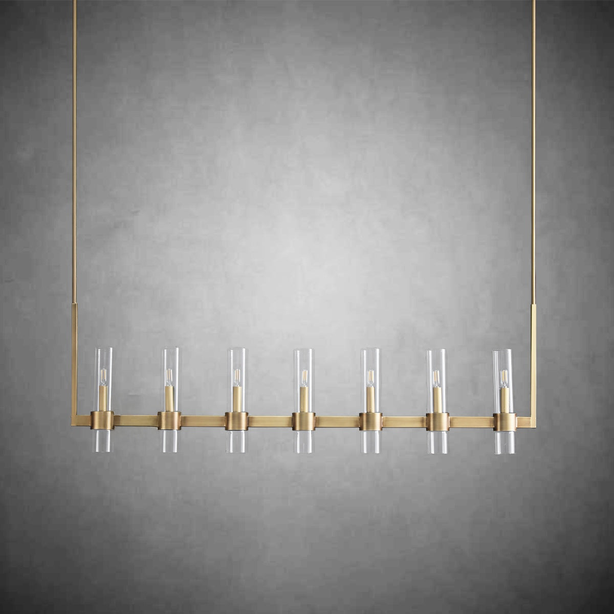 54 Inch Cylindrical Glass Candle Linear Chandelier - Ravelle