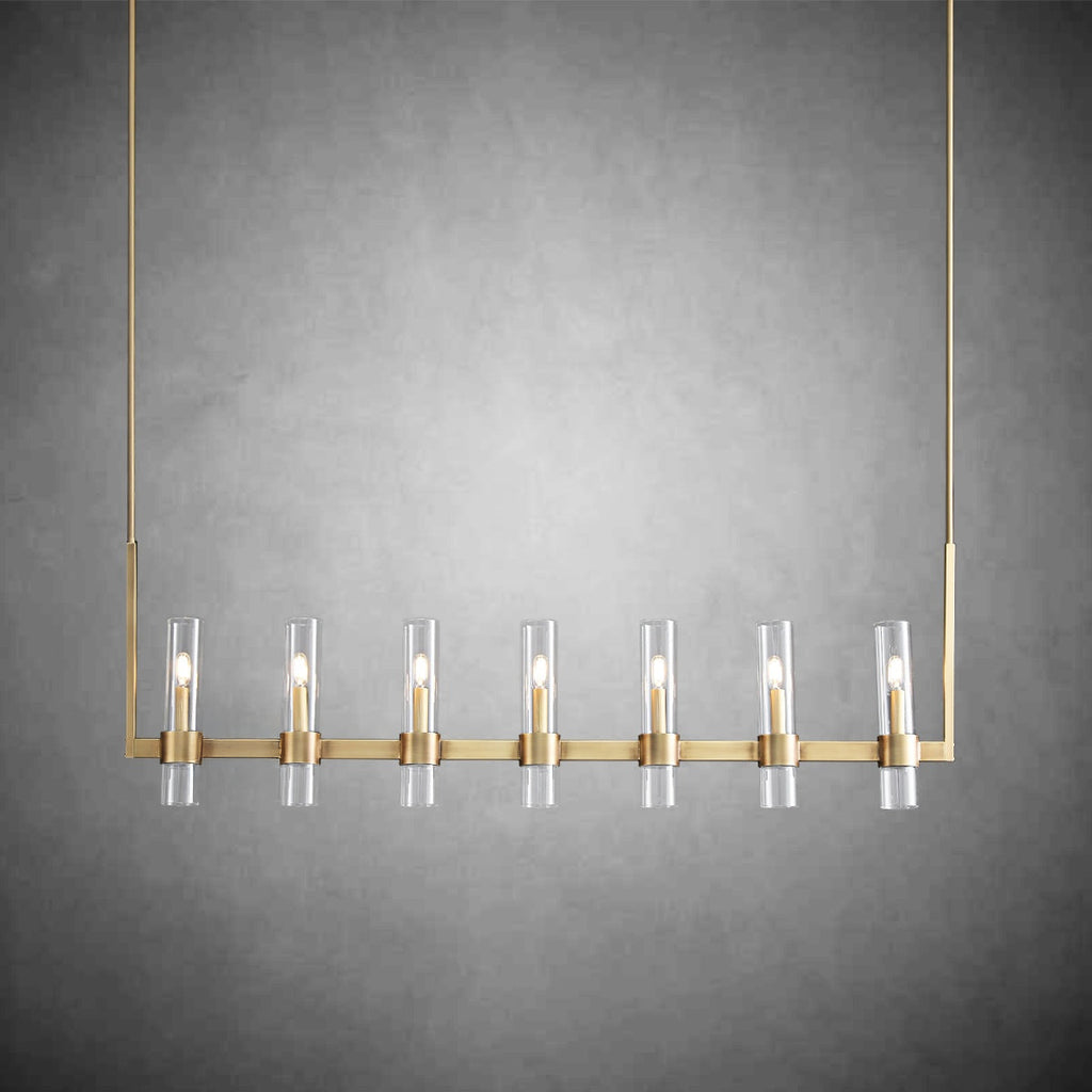 54 Inch Cylindrical Glass Candle Linear Chandelier - Ravelle