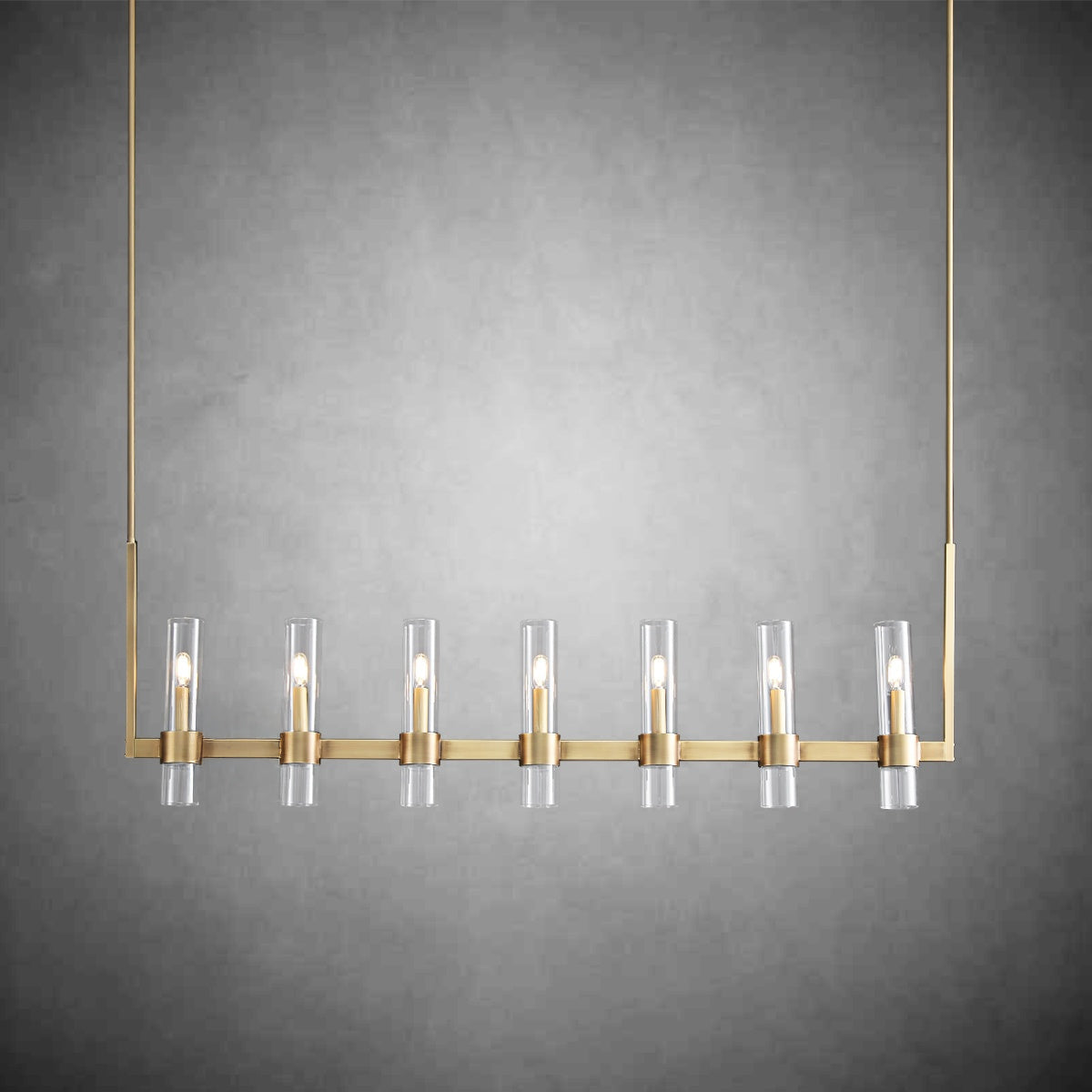 54 Inch Cylindrical Glass Candle Linear Chandelier - Ravelle