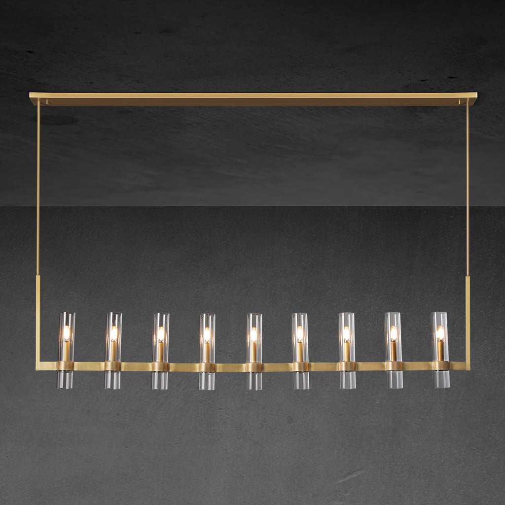 69 Inch Cylindrical Glass Candle Linear Chandelier - Ravelle