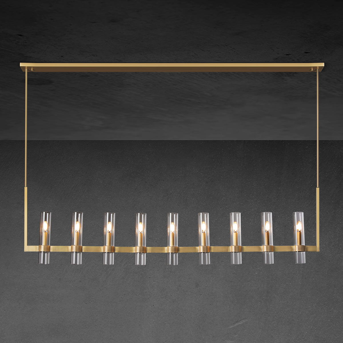 69 Inch Cylindrical Glass Candle Linear Chandelier - Ravelle