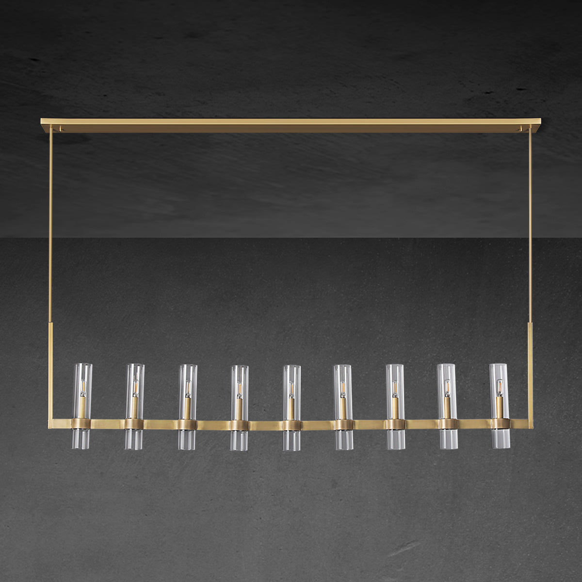 69 Inch Cylindrical Glass Candle Linear Chandelier - Ravelle