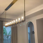 69 Inch Cylindrical Glass Candle Linear Chandelier - Ravelle