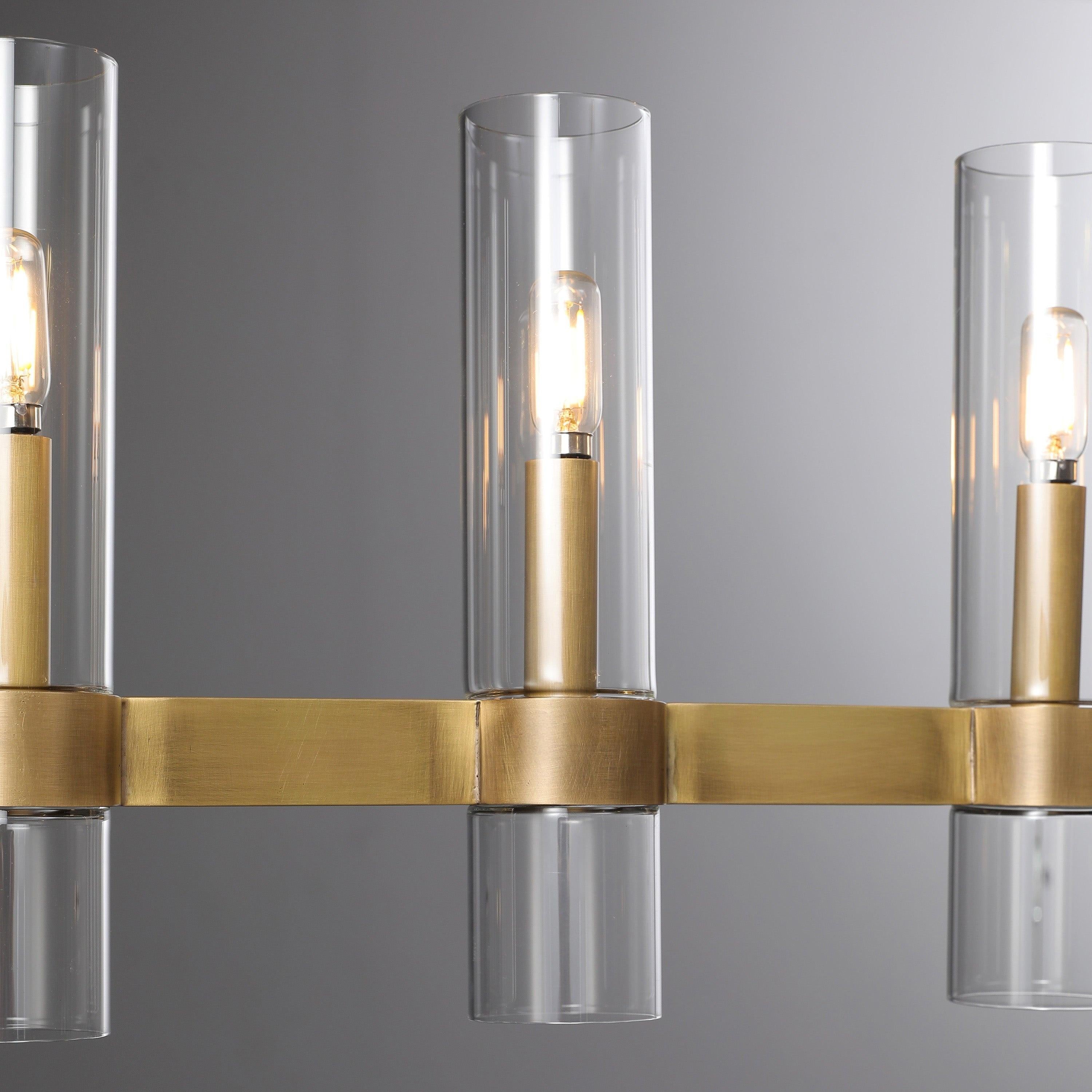 69 Inch Cylindrical Glass Candle Linear Chandelier - Ravelle