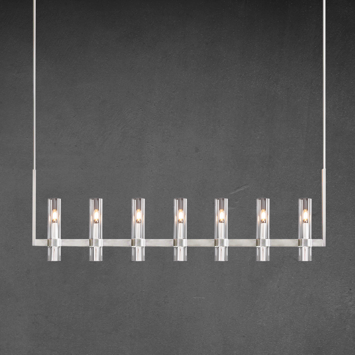 54 Inch Cylindrical Glass Candle Linear Chandelier - Ravelle