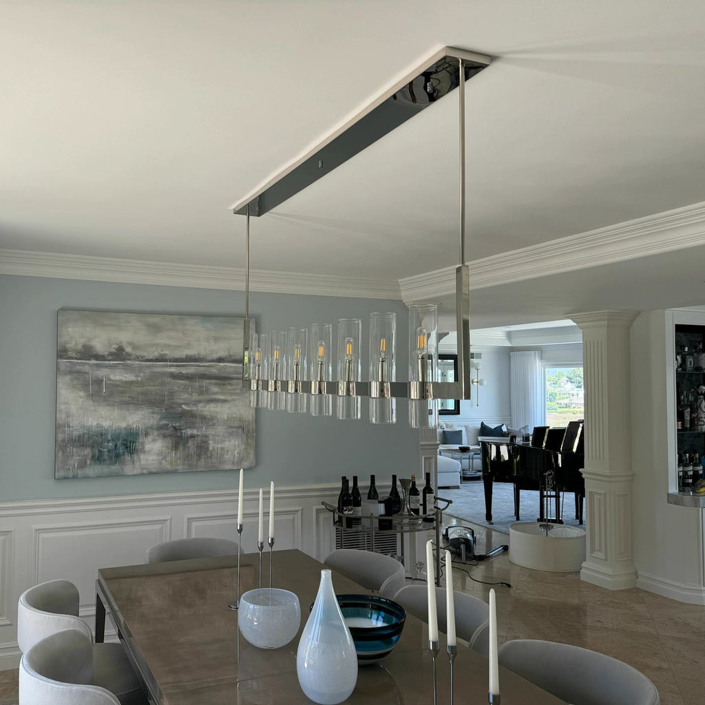54 Inch Cylindrical Glass Candle Linear Chandelier - Ravelle