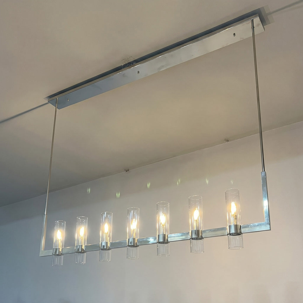54 Zoll zylindrischer linearer Kerzenleuchter aus Glas - Ravelle