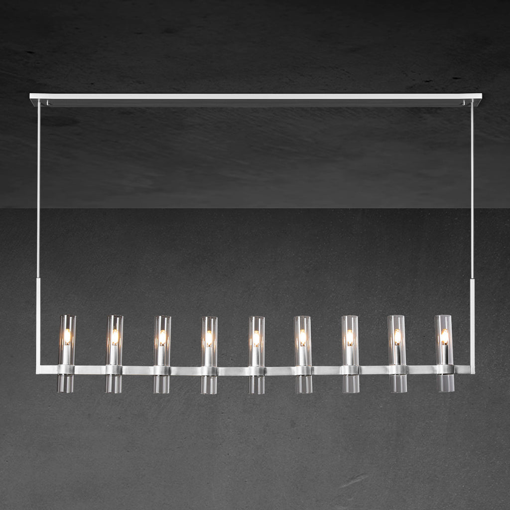 69 Inch Cylinder Glass Linear Candle Chandelier - Ravelle