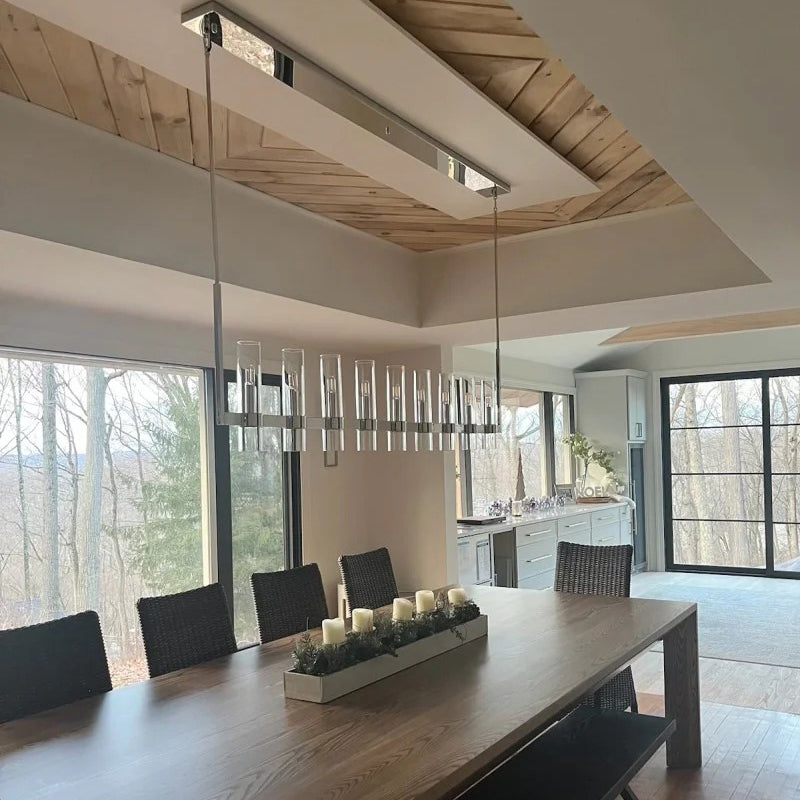 69 Inch Cylinder Glass Linear Candle Chandelier - Ravelle