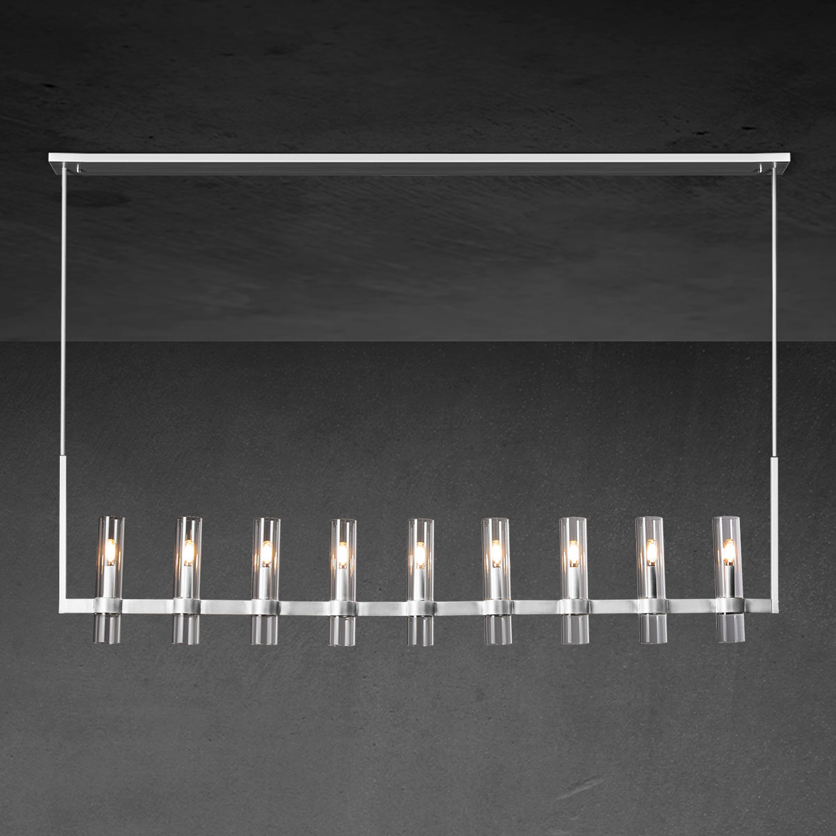 69 Inch Cylindrical Glass Candle Linear Chandelier - Ravelle
