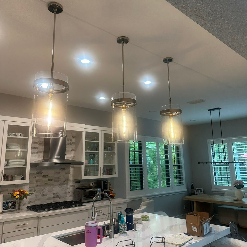 8 Inch Cylinder Glass Pendant Light - Ravelle