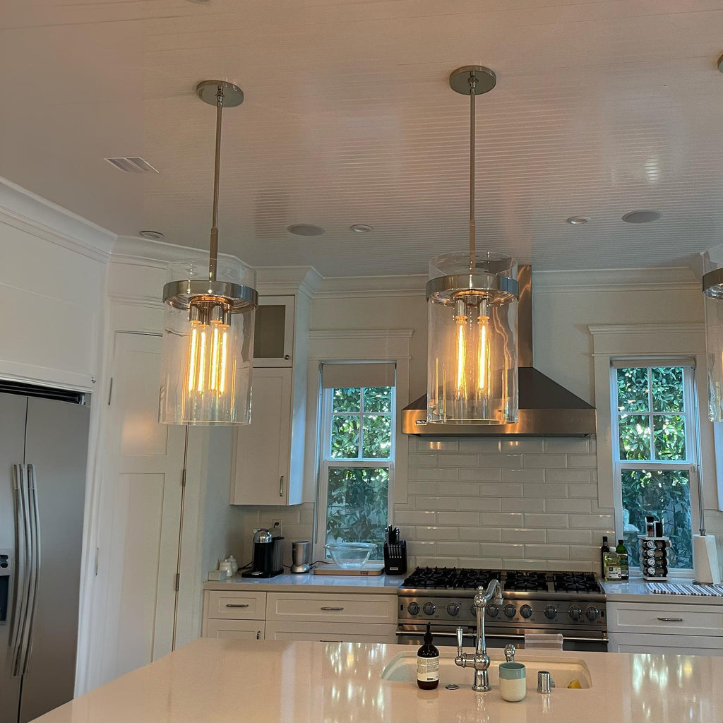 12 Inch Cylinder Glass Pendant Light - Ravelle