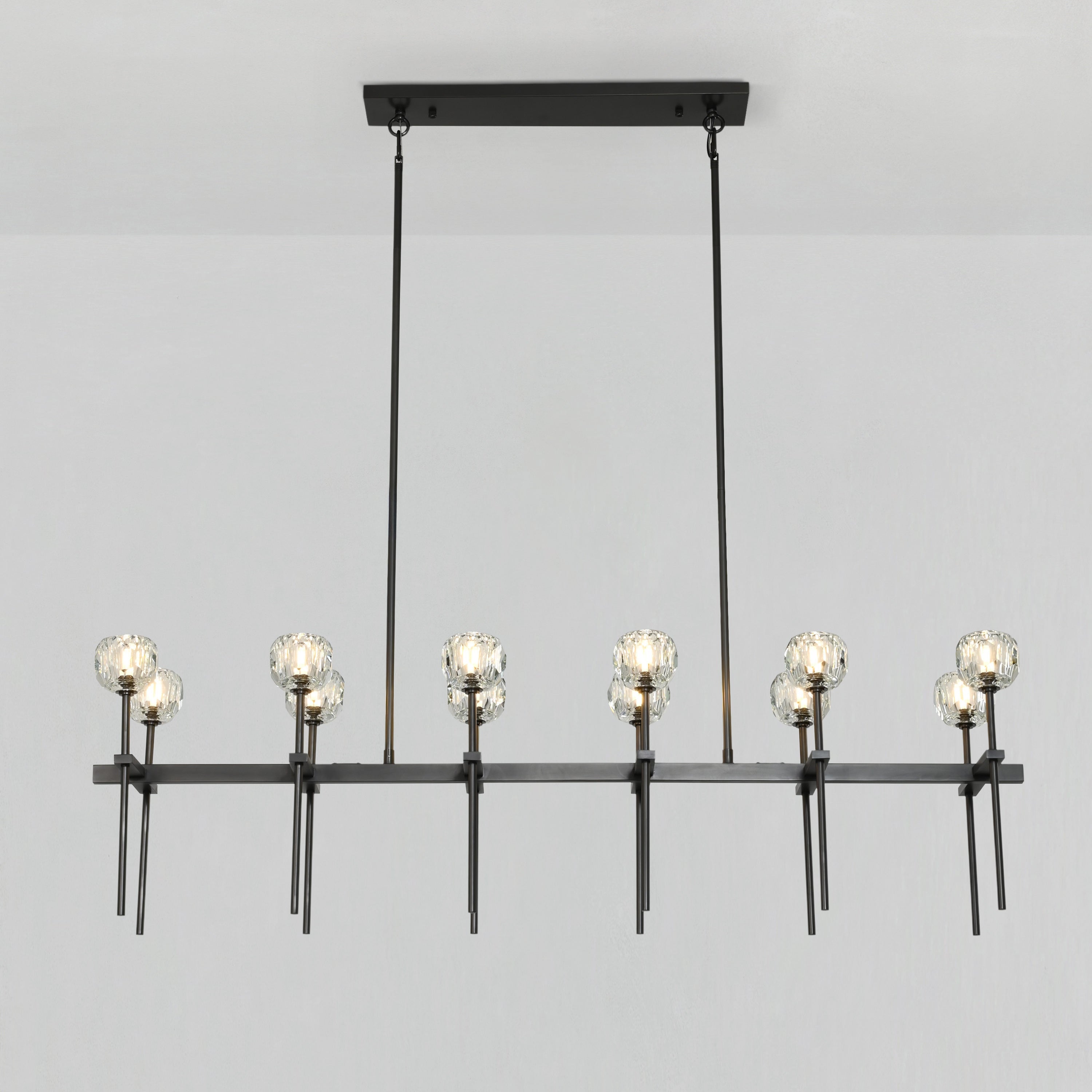 60 Inch Double Linear Crystal Globe Chandelier – Boule