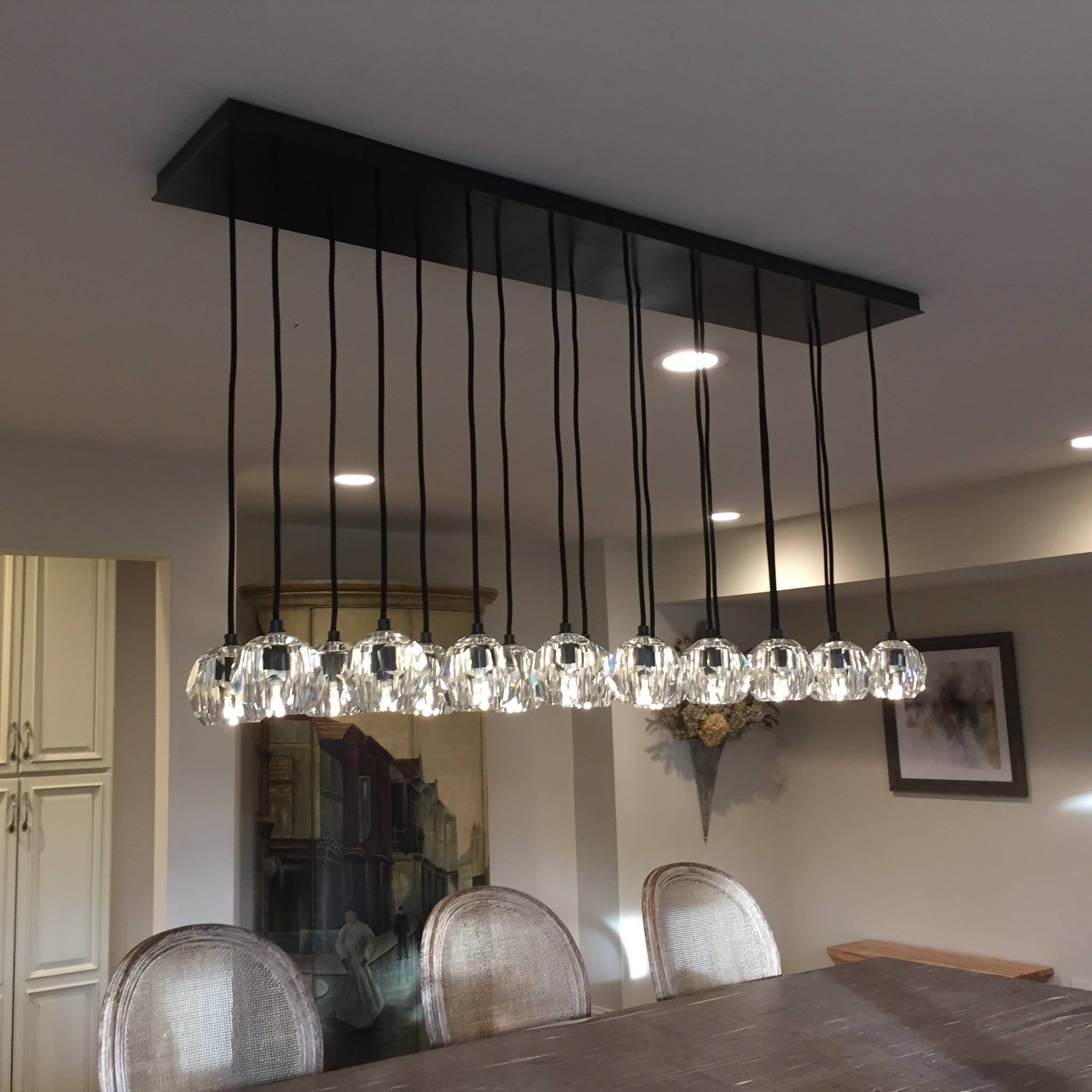 60 Inch Globe Crystal Cluster Linear Chandelier – Boule
