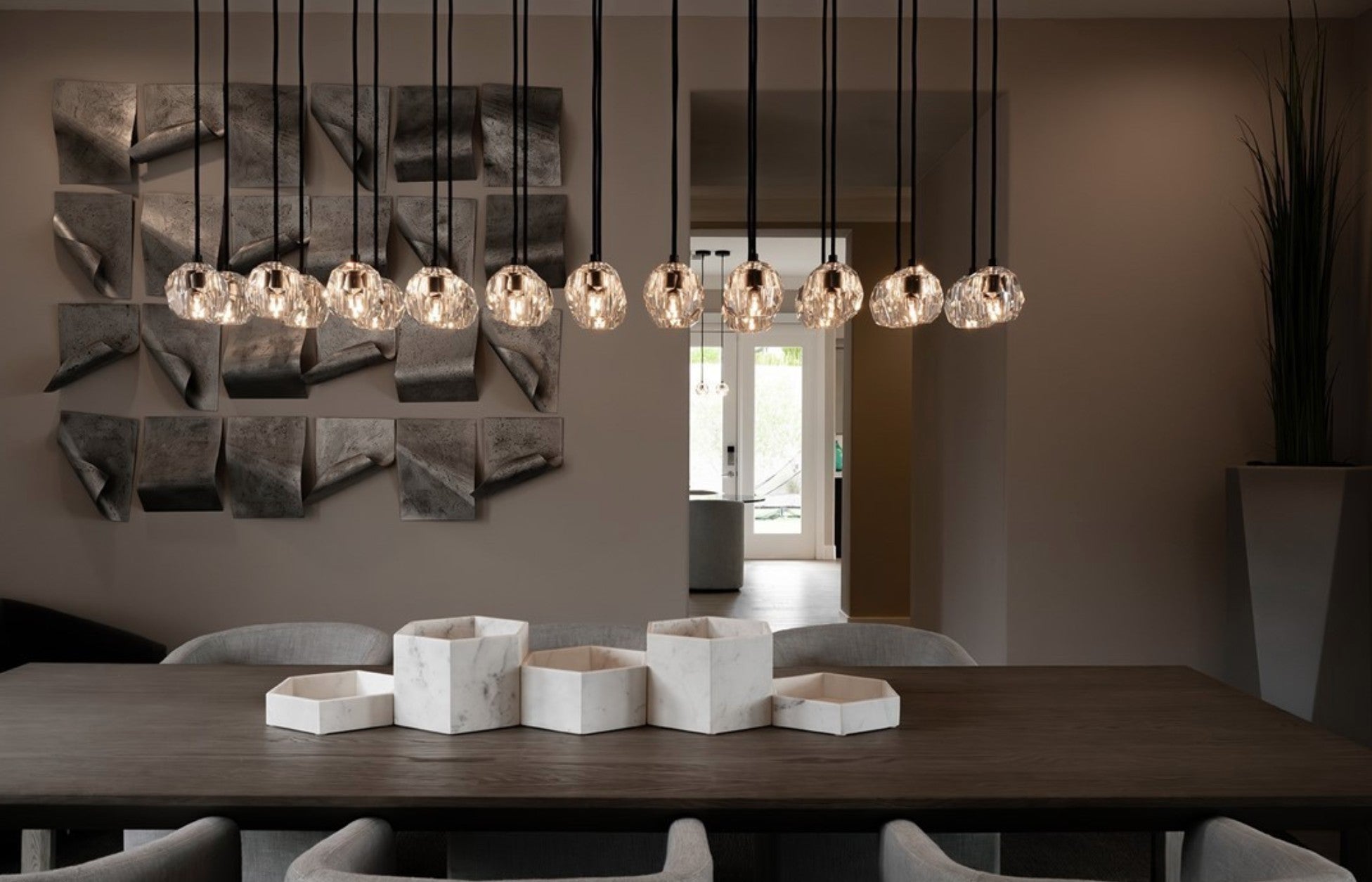 72 Inch Globe Crystal Cluster Linear Chandelier – Boule