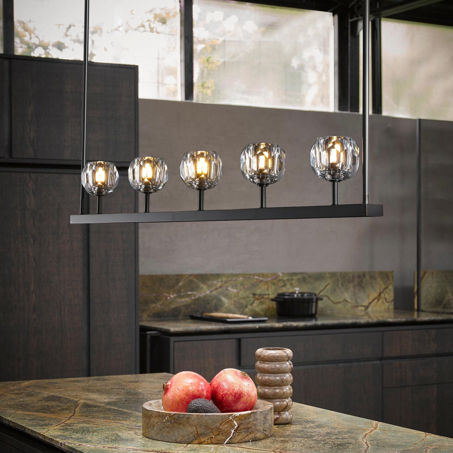 48 Inch Linear Smoked Crystal Globe Chandelier – Boule