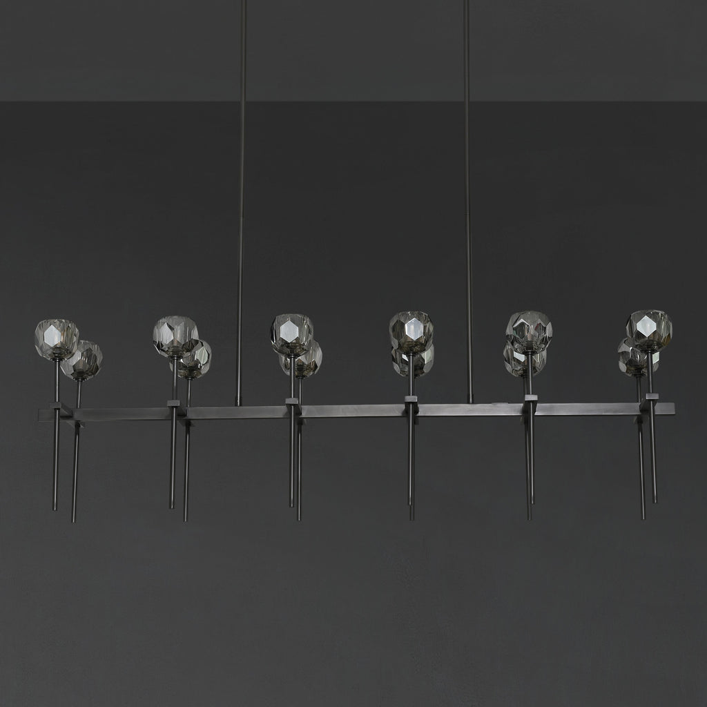 60 Inch Double Linear Smoked Crystal Globe Chandelier – Boule