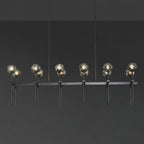 60 Inch Double Linear Smoked Crystal Globe Chandelier – Boule