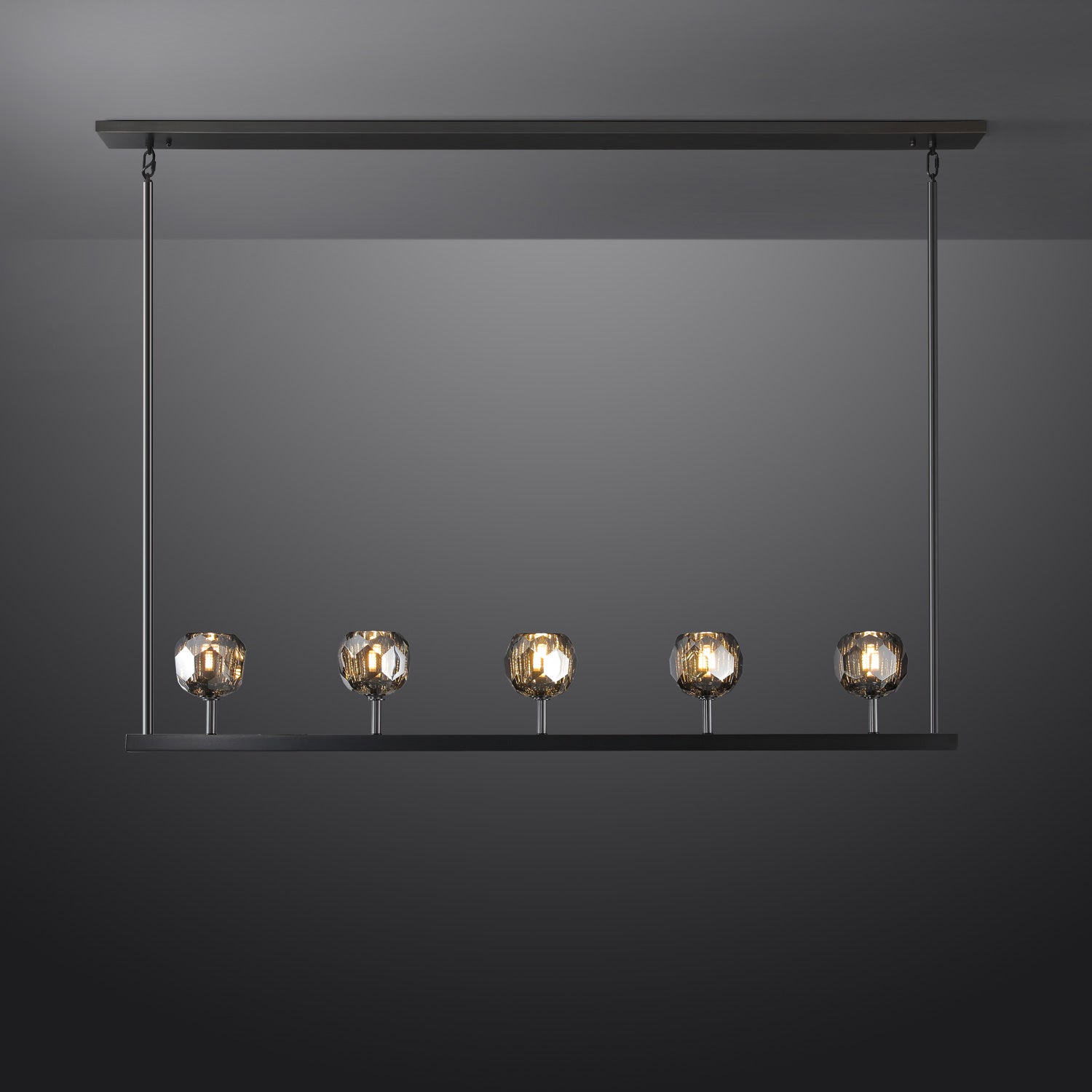 48 Inch Linear Smoked Crystal Globe Chandelier – Boule
