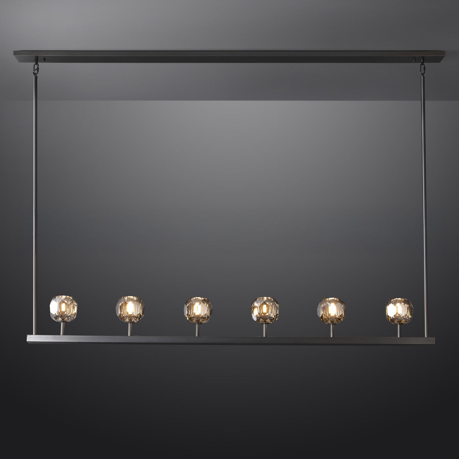 60 Inch Linear Smoked Crystal Globe Chandelier – Boule