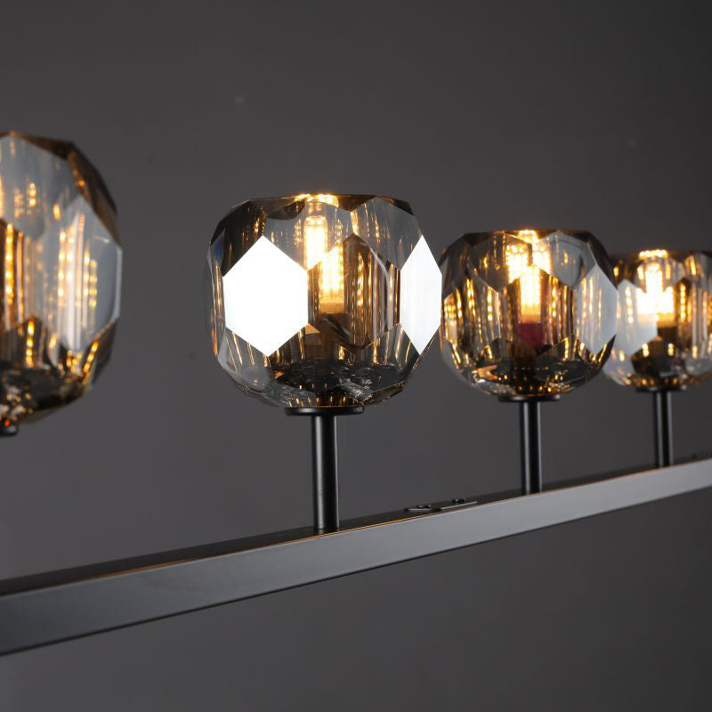 60 Inch Linear Smoked Crystal Globe Chandelier – Boule