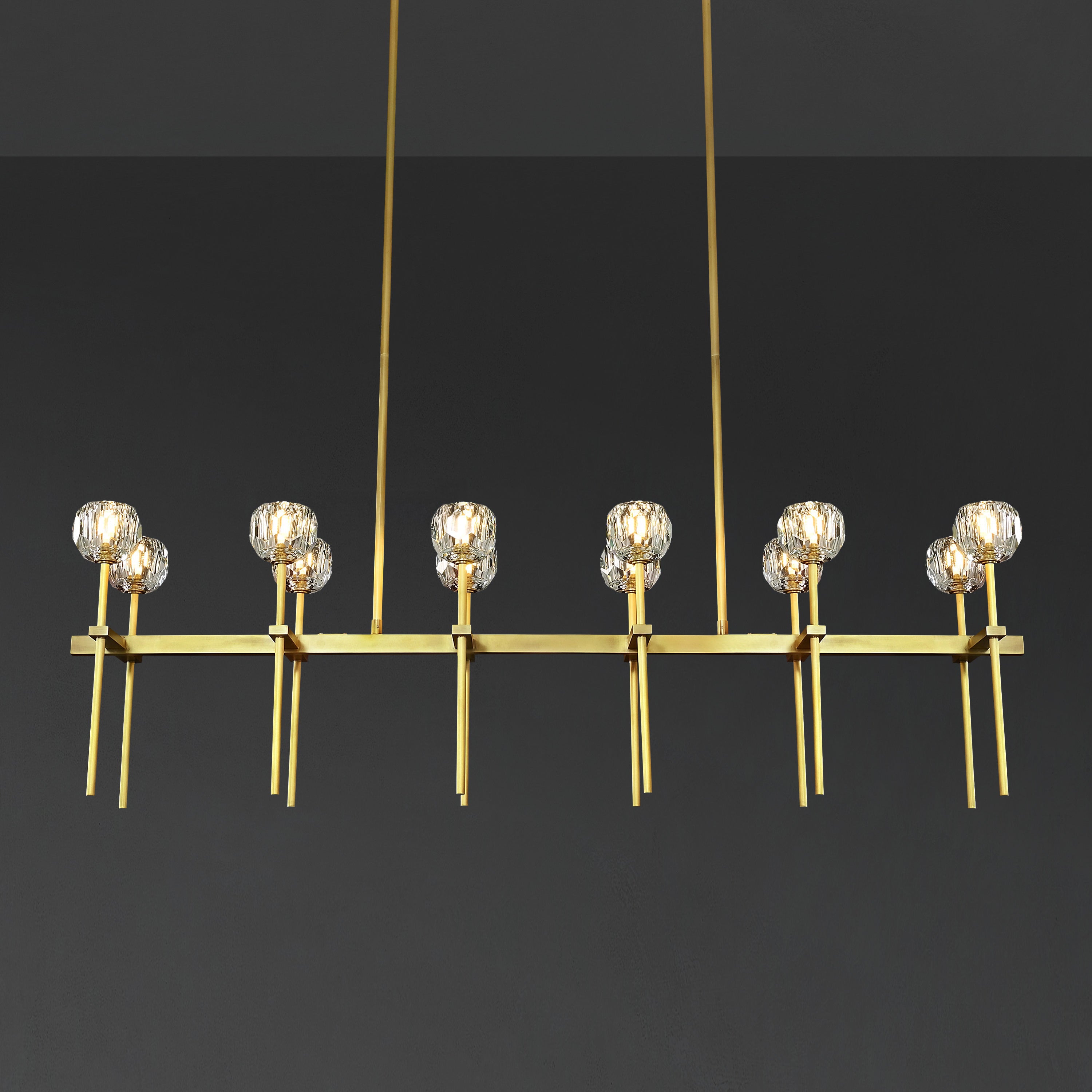 60 Inch Double Linear Crystal Globe Chandelier – Boule