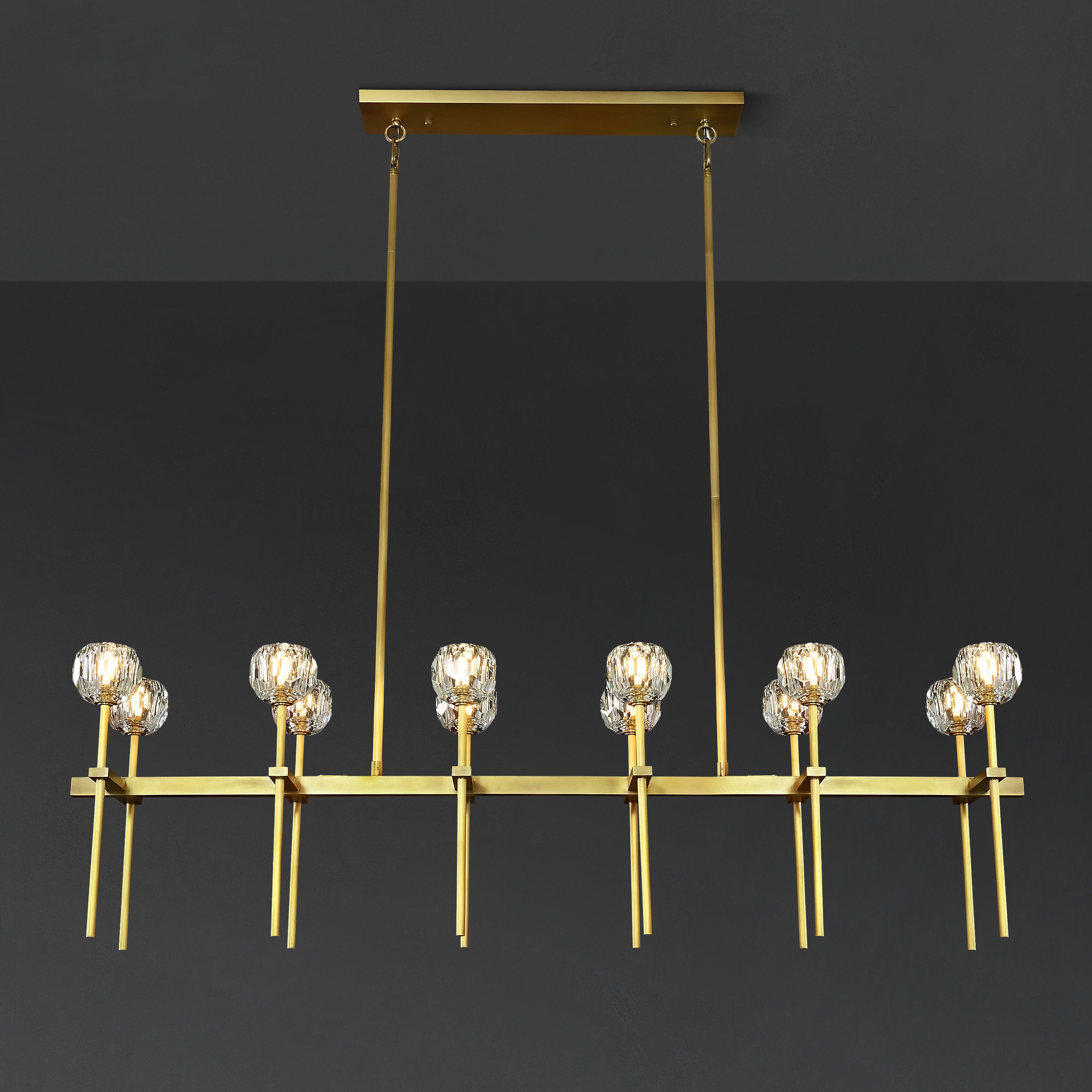 60 Inch Double Linear Crystal Globe Chandelier – Boule