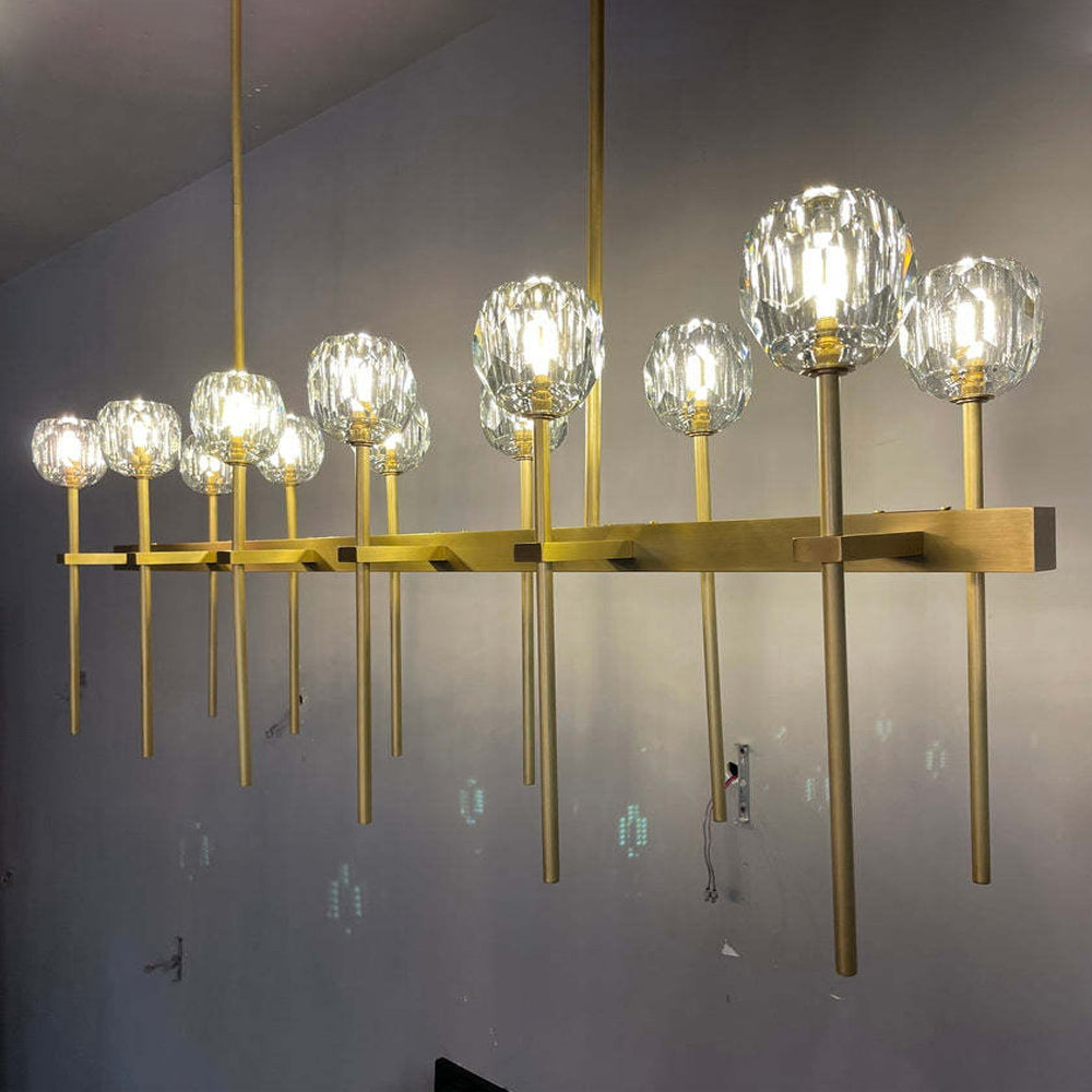 60 Inch Double Linear Crystal Globe Chandelier – Boule