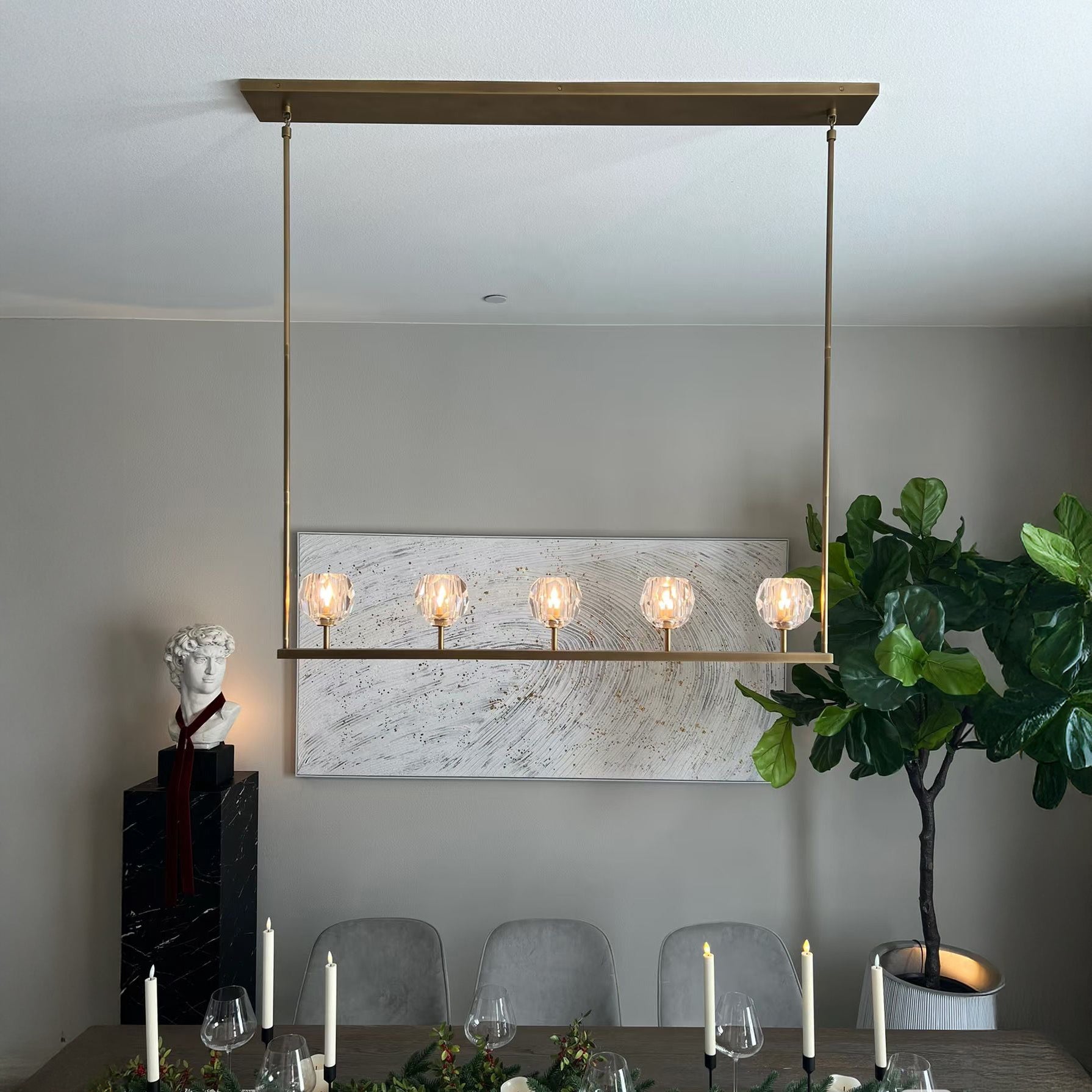 48 Inch Linear Crystal Globe Chandelier – Boule