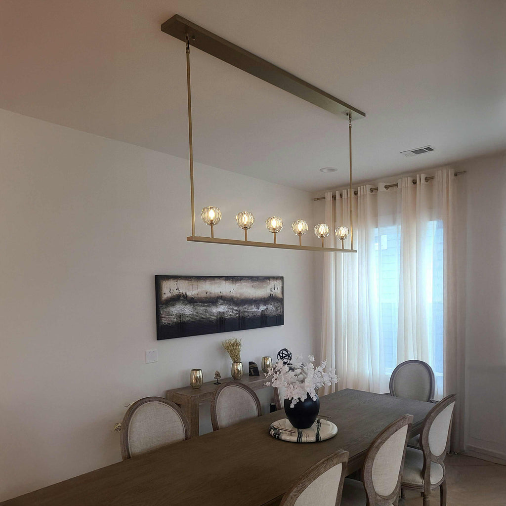 60 Inch Linear Crystal Globe Chandelier – Boule
