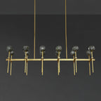 60 Inch Double Linear Smoked Crystal Globe Chandelier – Boule