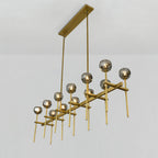 60 Inch Double Linear Smoked Crystal Globe Chandelier – Boule