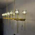 60 Inch Double Linear Smoked Crystal Globe Chandelier – Boule