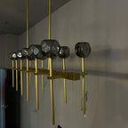 60 Inch Double Linear Smoked Crystal Globe Chandelier – Boule