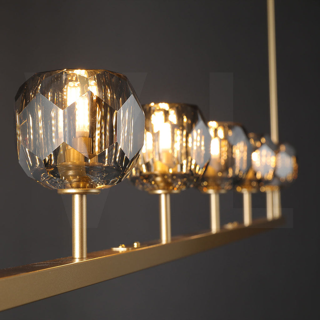 48 Inch Linear Smoked Crystal Globe Chandelier – Boule